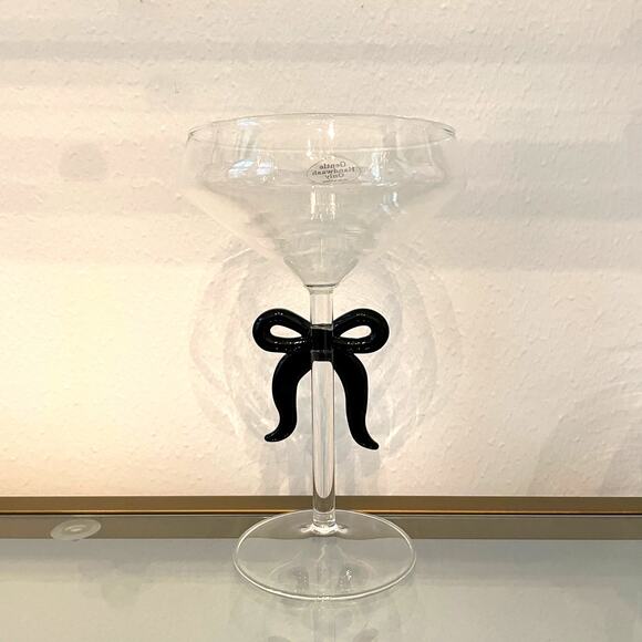 Black Bow Coupe Glass Holiday Glam Barware NEW - Picture 5 of 15